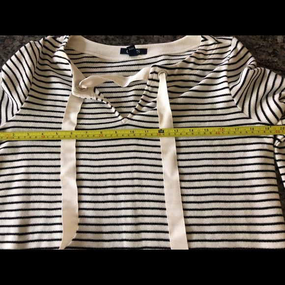 NWT Chaps Tie Front Striped Top - Picture 6 of 8